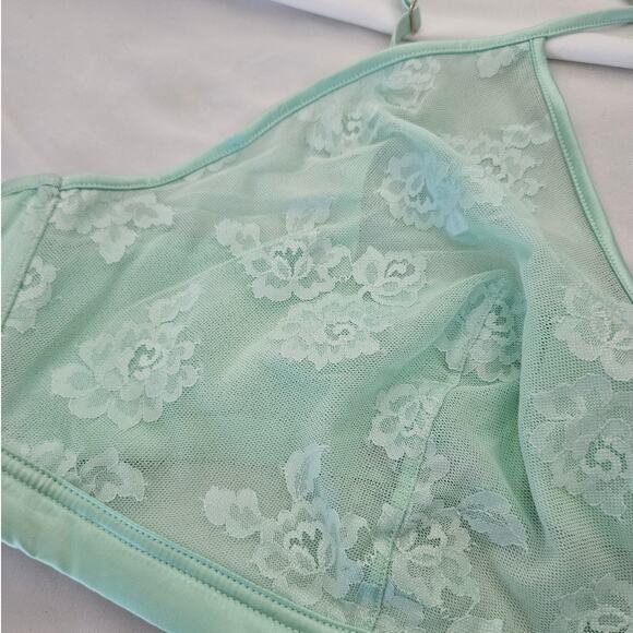 Savage X Fenty Mint Hint Green Strap Up Lace Bralette sz 3X Lounge Feminine - Picture 4 of 5